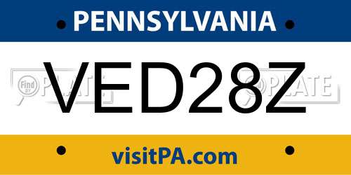 VED28Z Pennsylvania License Plate