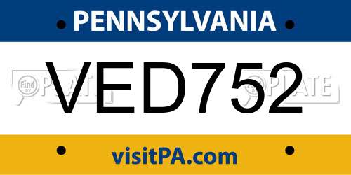 VED752 Pennsylvania License Plate