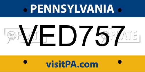VED757 Pennsylvania License Plate