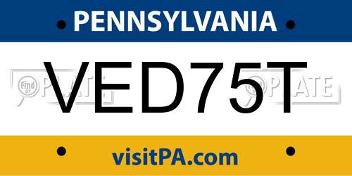 VED75T Pennsylvania License Plate