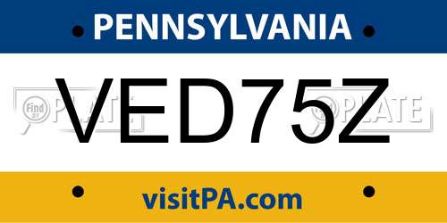 VED75Z Pennsylvania License Plate