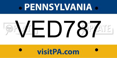 VED787 Pennsylvania License Plate