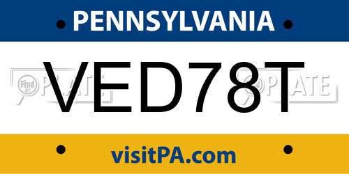 VED78T Pennsylvania License Plate