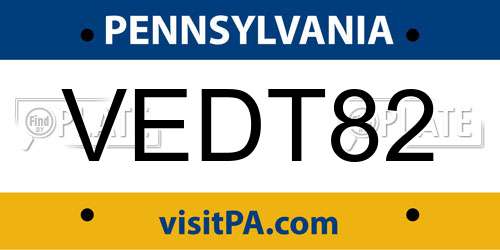 VEDT82 Pennsylvania License Plate