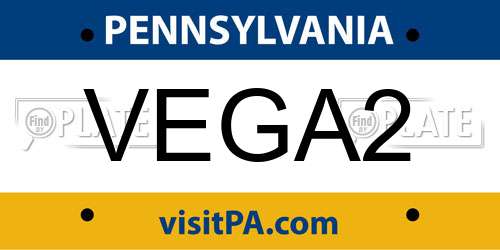 VEGA2 Pennsylvania License Plate
