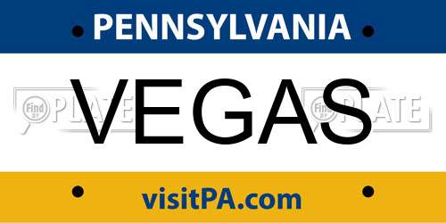 VEGAS Pennsylvania License Plate