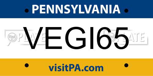 VEGI65 Pennsylvania License Plate