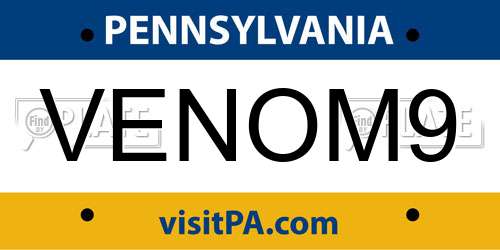 VENOM9 Pennsylvania License Plate