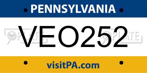 VEO252 Pennsylvania License Plate