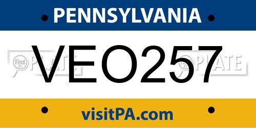 VEO257 Pennsylvania License Plate