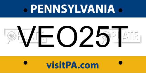 VEO25T Pennsylvania License Plate
