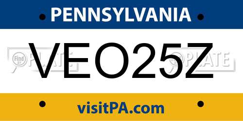 VEO25Z Pennsylvania License Plate