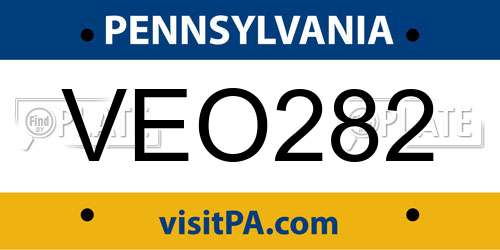 VEO282 Pennsylvania License Plate