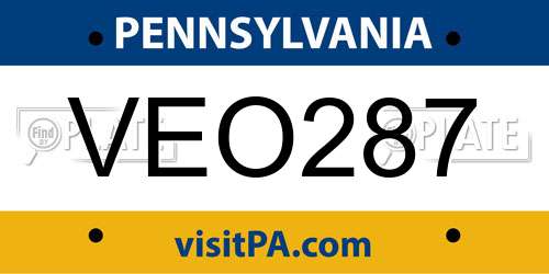 VEO287 Pennsylvania License Plate