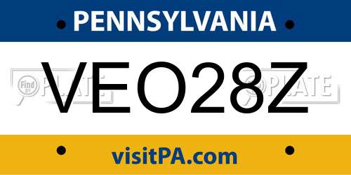VEO28Z Pennsylvania License Plate