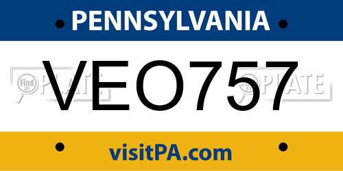 VEO757 Pennsylvania License Plate