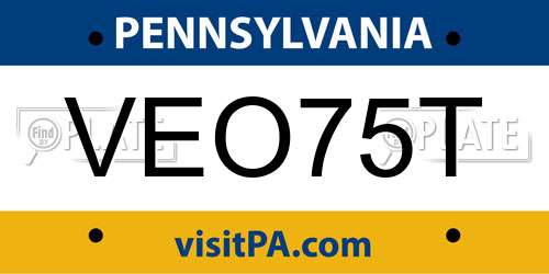 VEO75T Pennsylvania License Plate