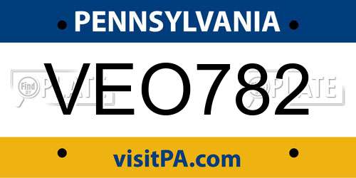 VEO782 Pennsylvania License Plate