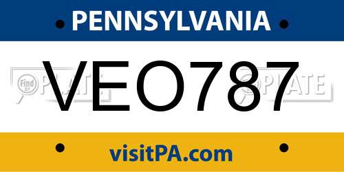 VEO787 Pennsylvania License Plate