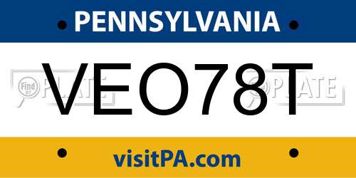 VEO78T Pennsylvania License Plate