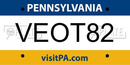 VEOT82 Pennsylvania License Plate