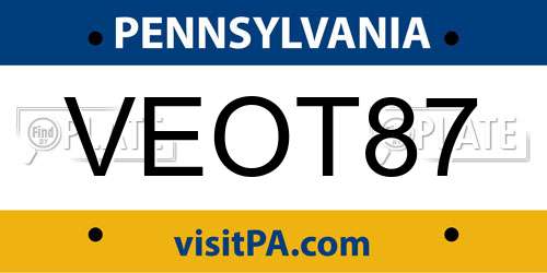 VEOT87 Pennsylvania License Plate