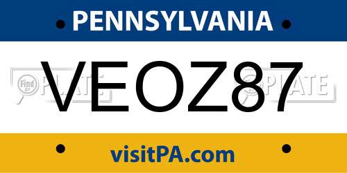 VEOZ87 Pennsylvania License Plate