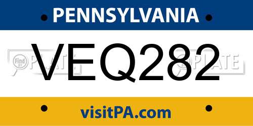 VEQ282 Pennsylvania License Plate