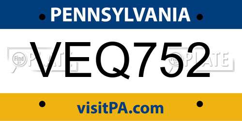 VEQ752 Pennsylvania License Plate