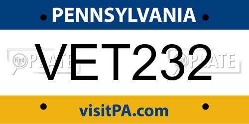VET232 Pennsylvania License Plate
