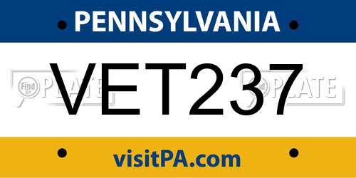 VET237 Pennsylvania License Plate