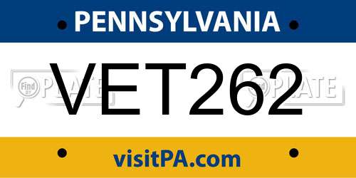 VET262 Pennsylvania License Plate