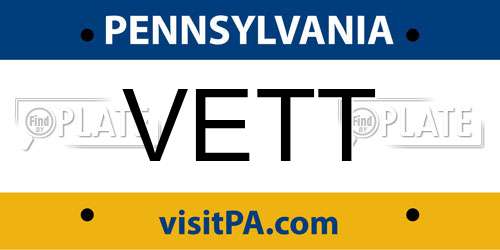 VETT Pennsylvania License Plate