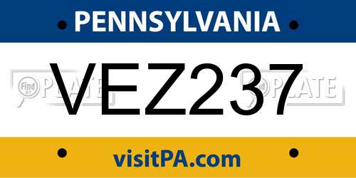 VEZ237 Pennsylvania License Plate