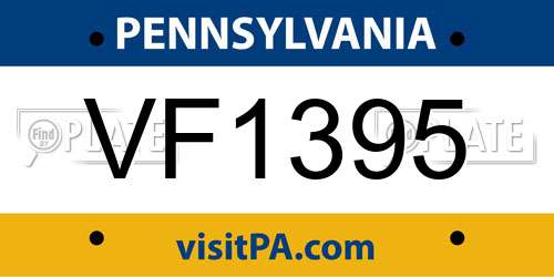VF1395 Pennsylvania License Plate