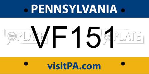 VF151 Pennsylvania License Plate
