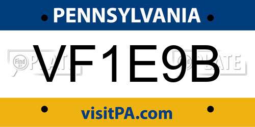 VF1E9B Pennsylvania License Plate