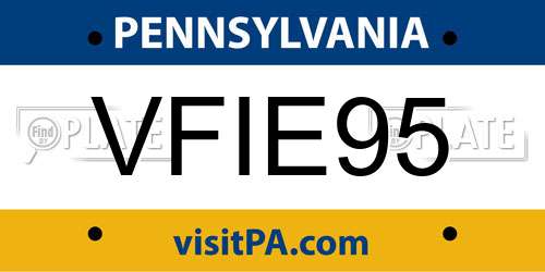 VFIE95 Pennsylvania License Plate