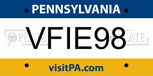 VFIE98 Pennsylvania License Plate