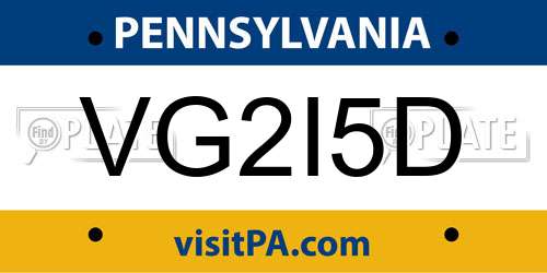 VG2I5D Pennsylvania License Plate