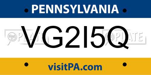 VG2I5Q Pennsylvania License Plate