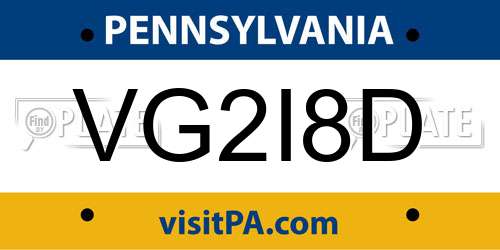 VG2I8D Pennsylvania License Plate