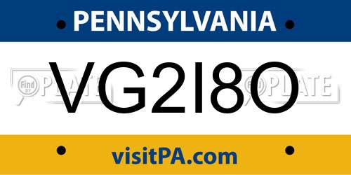 VG2I8O Pennsylvania License Plate