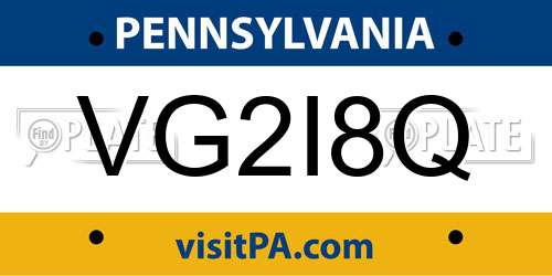 VG2I8Q Pennsylvania License Plate