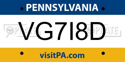 VG7I8D Pennsylvania License Plate