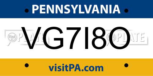 VG7I8O Pennsylvania License Plate