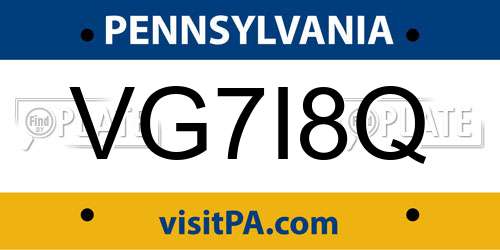 VG7I8Q Pennsylvania License Plate