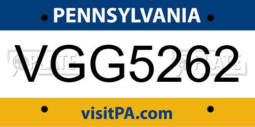 VGG5262 Pennsylvania License Plate