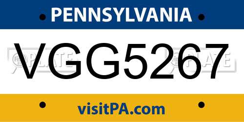 VGG5267 Pennsylvania License Plate