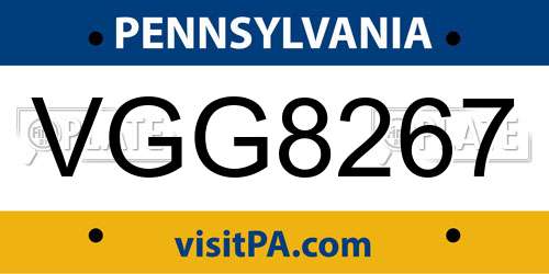 VGG8267 Pennsylvania License Plate